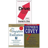 Drive Daniel H. Pink, 4 Disciplines of Execution, The 7 Habits of Highly Effective People 3 Books Collection Set