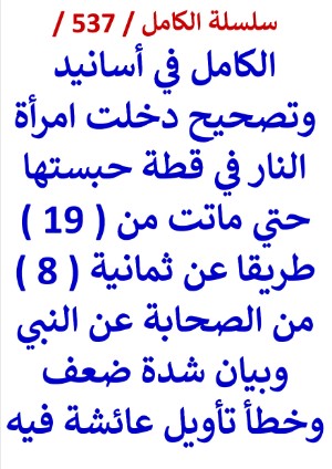 كتاب الكامل في اسانيد وتصحيح حديث دخلت امراة النار في قطة حبستها حتي ماتت